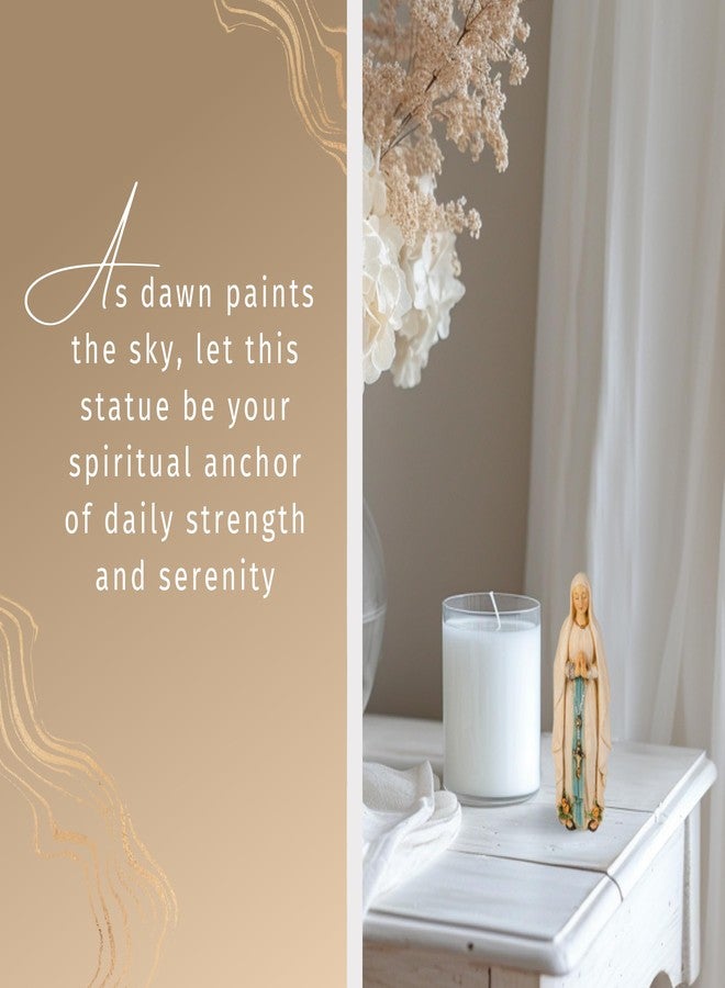 Trendzeen 4 inch Our Lady of Lourdes Statue - Laminated Catholic Card, The Lord's Prayer - Our Lady of Lourdes Figurine for Home Decor, Altar - 3 Items Set - Image 5